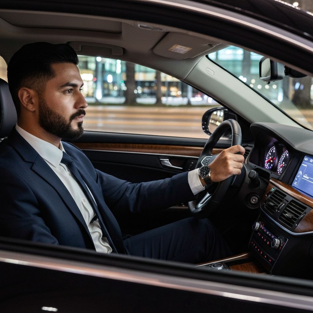 Professional chauffeur driving